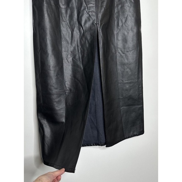 NWT Free People Faux Leather City Slicker Vegan Maxi Skirt Womens Black Size 8 - Picture 6 of 8